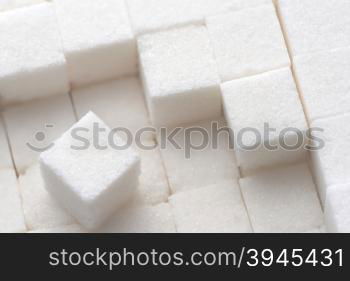 close up of white sugar cubes