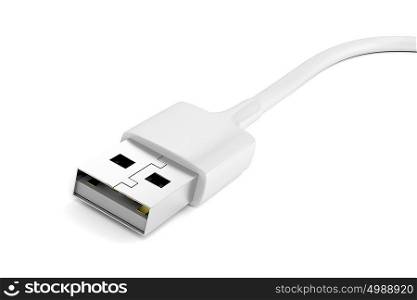 Close up of white usb cable