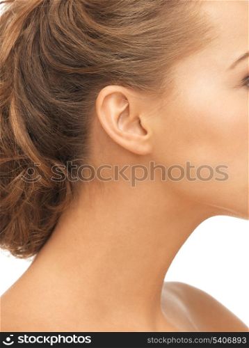 close up of woman beautiful naked ear