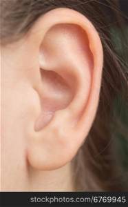 close up of woman ear