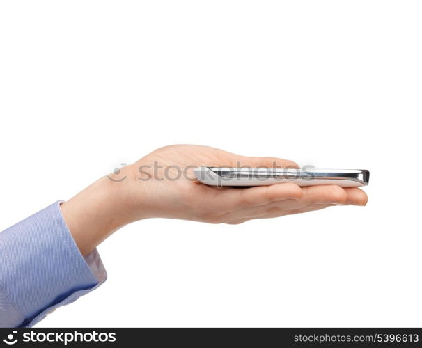 close up of woman hand with smartphone