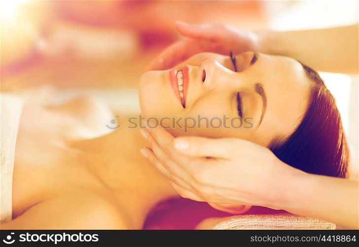 close up of woman in spa salon getting face treatment. woman in spa