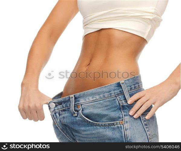 close up of woman showing big pants