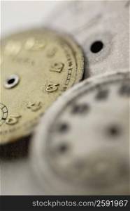 Close-up of wristwatch dials