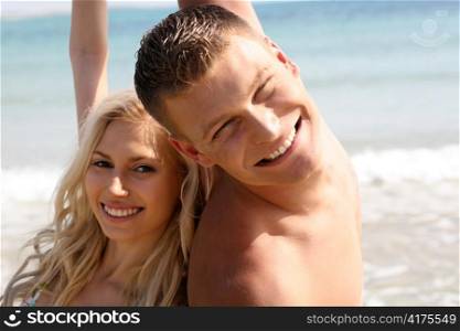 Close-up of young couple having fun