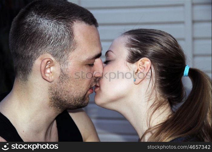 Close up of young couple in love