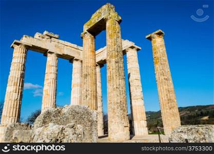 Close-up of Zeus temple in the ancient Nemea, Greece