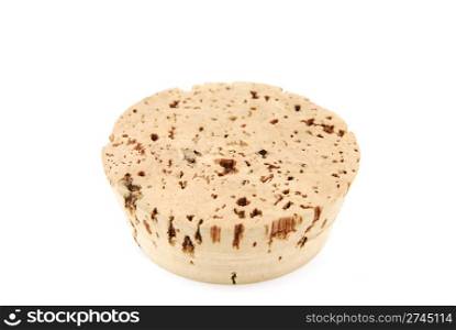 close up on a big cork stopper isolated on white background