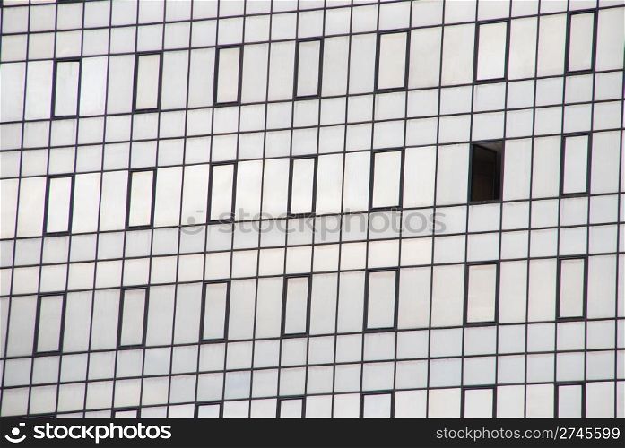 close-up on a modern office building facade with glass pattern