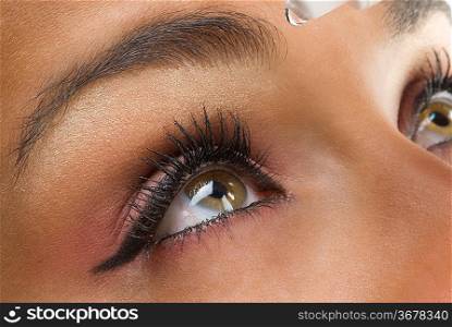 close up on the eyes of a young woman
