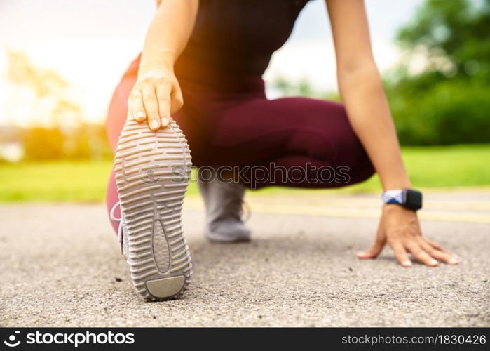 close-up on women warm up body healthy lifestyle