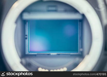 Close up picture of a camera sensor, professional reflex camera