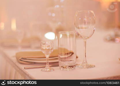 Close up picture of empty glasses in restaurant. Selective focus.empty glasses on the table.. Close up picture of empty glasses in restaurant. Selective focus. empty glasses on the table