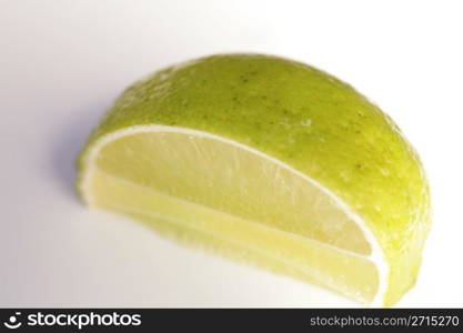 close up picture of lemon slice on white background