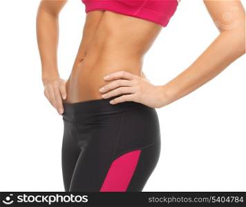 close up picture of woman trained abs