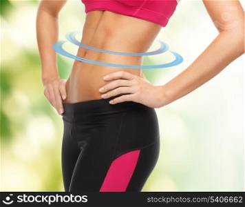 close up picture of woman trained abs