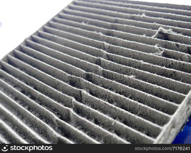 Close-up pictures of dirty air-conditioning filters of cars.