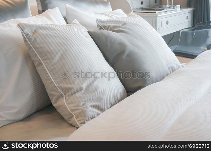 Close up pillows on bed