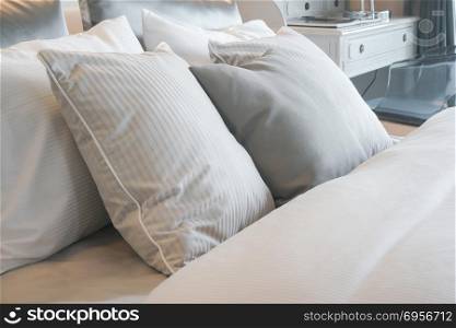 Close up pillows on bed