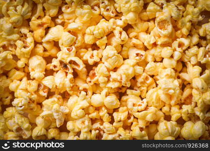 Close up popcorn / Sweet butter popcorn texture background top view