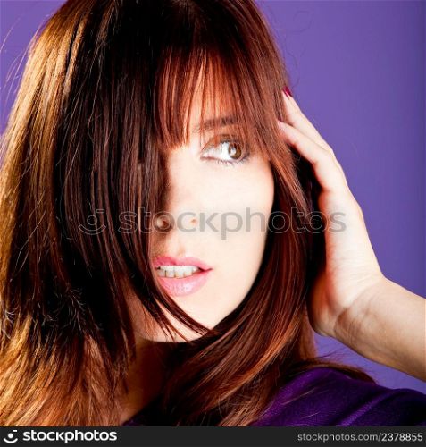 Close-up portrait of a beautiful young woman with a great hairtstyle