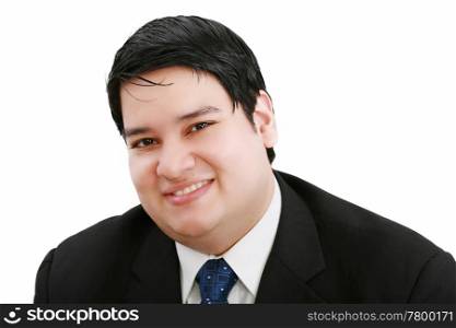 Close-up portrait of a handsome young business man on withe background