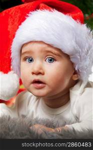 Close-up portrait of a santa baby