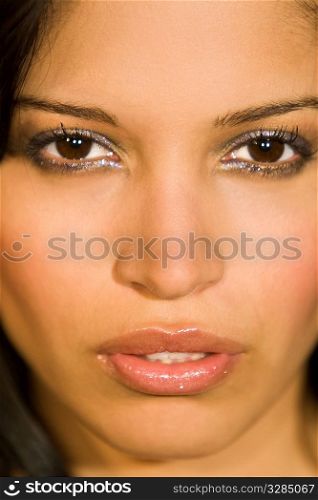 Close up portrait of a stunningly beautiful Hispanic girl
