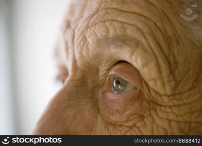 Close-up portrait of an elderly woman