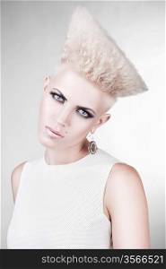 close-up portrait of attractive punk blond woman