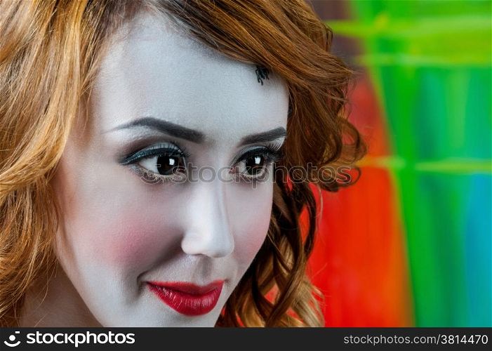 Close-up portrait of beautiful woman with professional make-up Fashion Model Girl