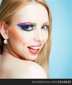 close-up portrait of blonde with creative make-up
