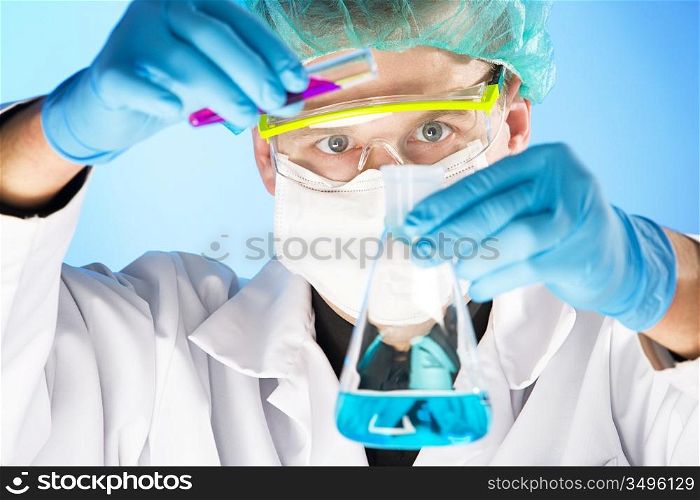close up portrait of chemist, selective focus