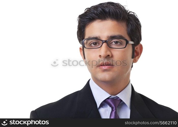 Close-up portrait of handsome business man over white background