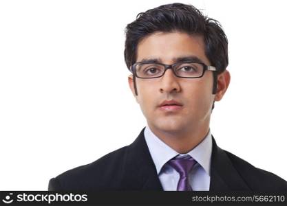 Close-up portrait of handsome business man over white background