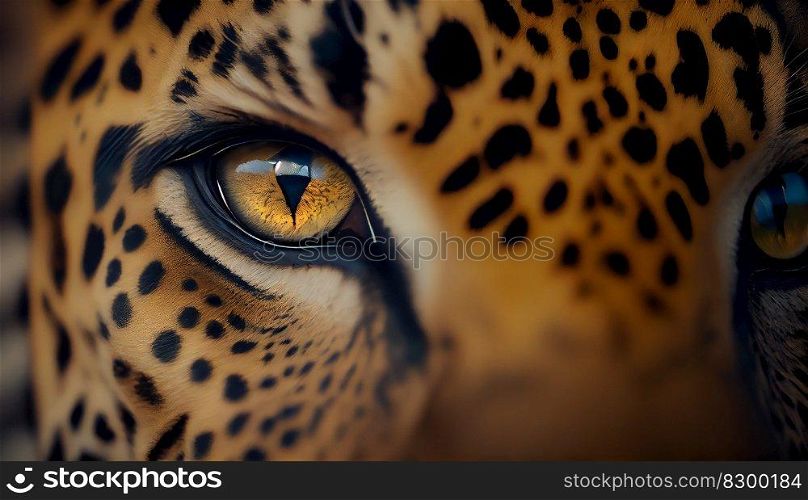 Close up portrait of leopard with intense eyes. Generative ai illustration. . Close up portrait of leopard with intense eyes. Generative ai. 