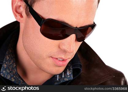 close-up portrait of man in sunglasses