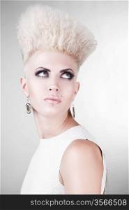 close-up portrait of punk blond woman