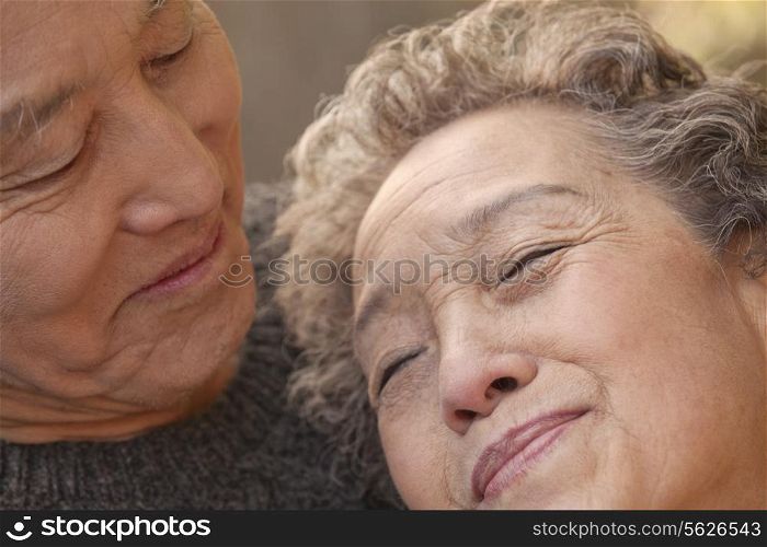 Close Up Portrait of Romantic Senior Couple
