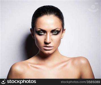 close up portrait of sexy passion brunette woman