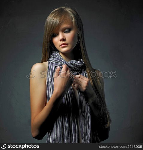 Close-up portrait of sexy young woman with beautiful eyes