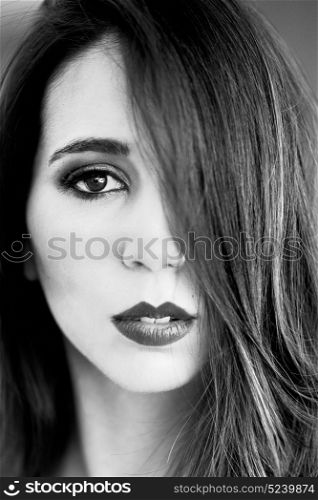 Close up portrait of young beautiful woman