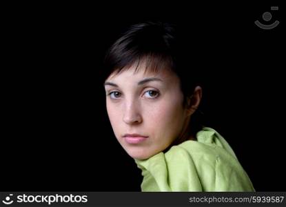 Close up portrait of young beautiful woman