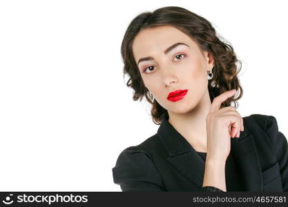 Close Up Portrait of young business woman, isolated on white background