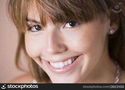 Close up portrait of young woman, studio