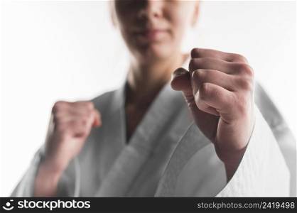 close up punch karate woman