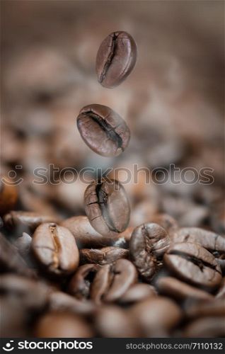 Close up - roasted coffee beans as a background composition, can be used as a background.