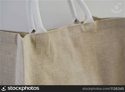 Close up sackcloth bag with copy space No plastic bag