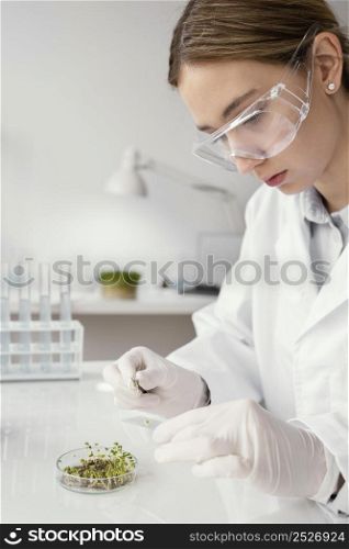 close up scientist laboratoy