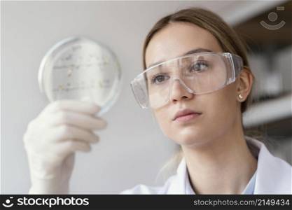 close up scientist with goggles